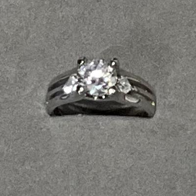 Cubic Zirconia Ring (next best thing to a real Diamond) with PE and Pendent (Blue Obsidian Glass)