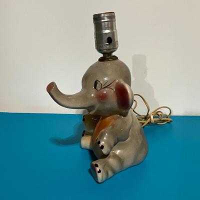 Vintage MC Totline Elephant Dumbo Nursery Table Ceramic Lamp