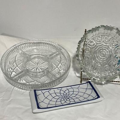 Crystal Serving Bowls with small platter