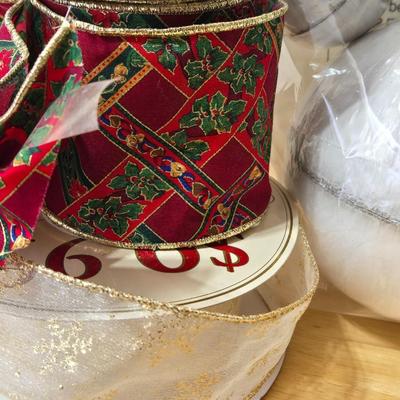 Christmas Ornaments, Ribbon and Artificial Snow