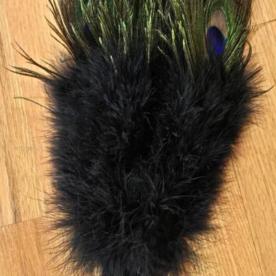 (2) Peacock Feather Masks and (1) Peacock Feather Fan