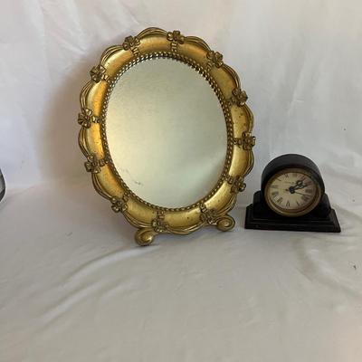 Howard Miller Mantel Clock & Syroco Mirror (K-MG)
