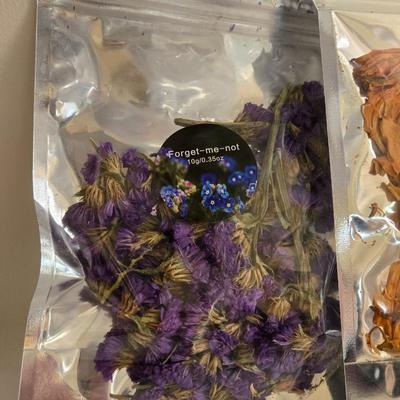 Large Glass Vase and New in the Package Dried Flowers
