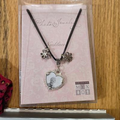 Ladies Lot - Scarves, New Photo Necklace, New Sunflower Brooch, New Irish Hankerchief