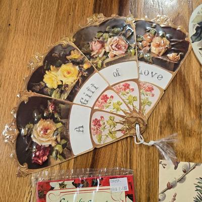 Romance Lot - Fans, Book, Notepad, Paper, Feathers