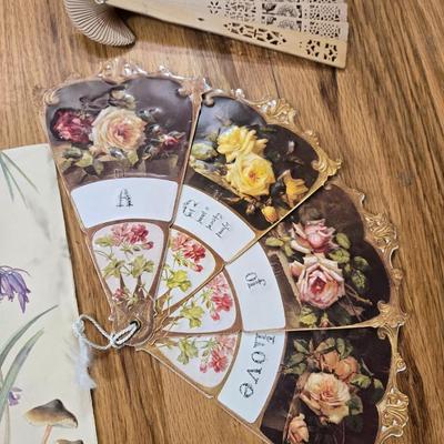 Romance Lot - Fans, Book, Notepad, Paper, Feathers