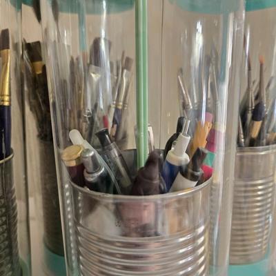 (4) Paint Brush Caddies with Paint Brushes