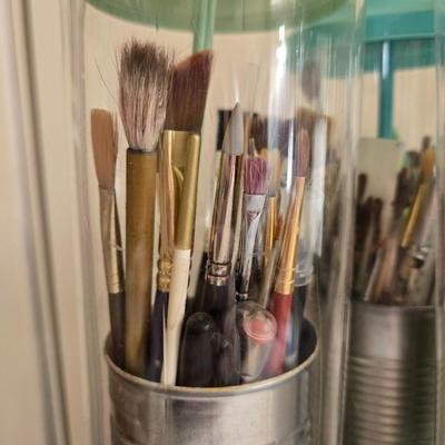 (4) Paint Brush Caddies with Paint Brushes