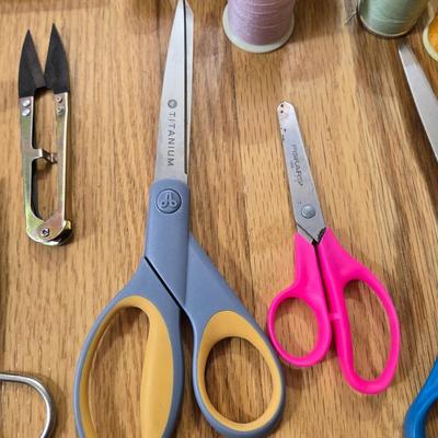 Sewing Lot - Scissors, thread, rulers & more