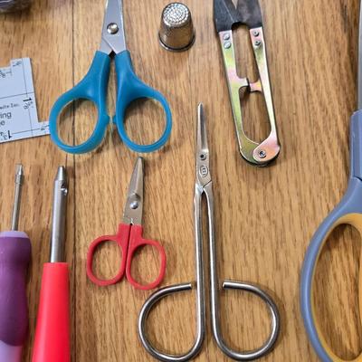 Sewing Lot - Scissors, thread, rulers & more