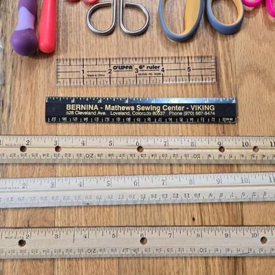 Sewing Lot - Scissors, thread, rulers & more