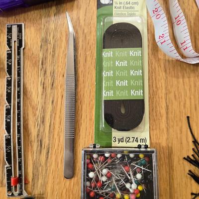 Sewing Lot, Scissors, Pins, Elastic & More
