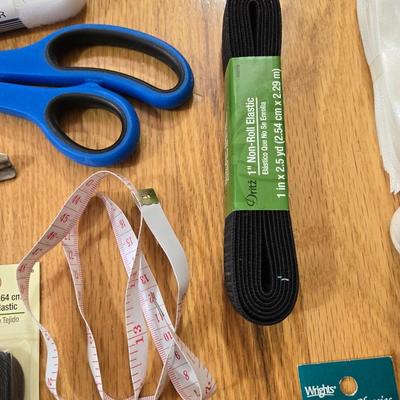 Sewing Lot, Scissors, Pins, Elastic & More