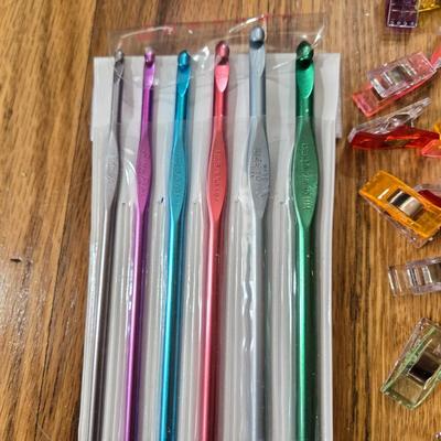 Sewing Lot - Mini Clips, Crochet Needles, Eyelets, Scissors & More