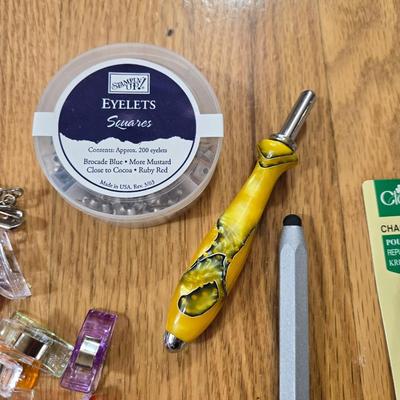 Sewing Lot - Mini Clips, Crochet Needles, Eyelets, Scissors & More
