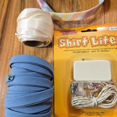 Sewing Lot- Zippers, Piping, Ribbon, Shirt Lights & More