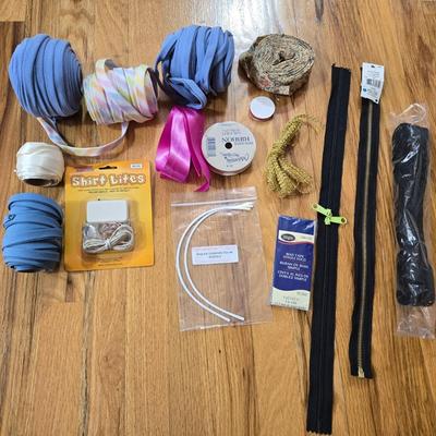 Sewing Lot- Zippers, Piping, Ribbon, Shirt Lights & More
