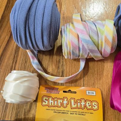 Sewing Lot- Zippers, Piping, Ribbon, Shirt Lights & More
