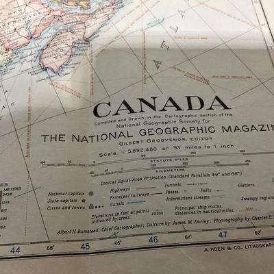 1936 Map of Canada, and portion of the US