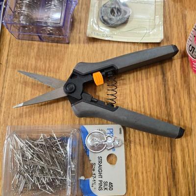 Sewing Lot - Scissors, Thread, Bobbins and More