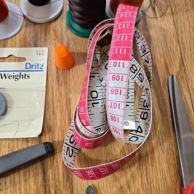 Sewing Lot - Scissors, Thread, Bobbins and More