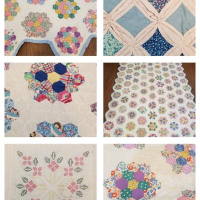 Six Vintage Handmade Quilts (B1-KD)
