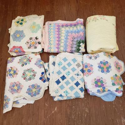 Six Vintage Handmade Quilts (B1-KD)