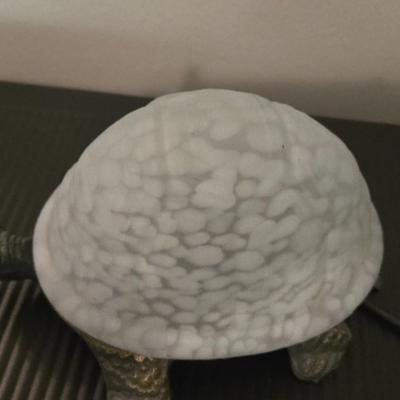 Vintage Glass Shell and Brass Body Turtle Lamp