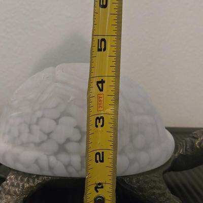 Vintage Glass Shell and Brass Body Turtle Lamp