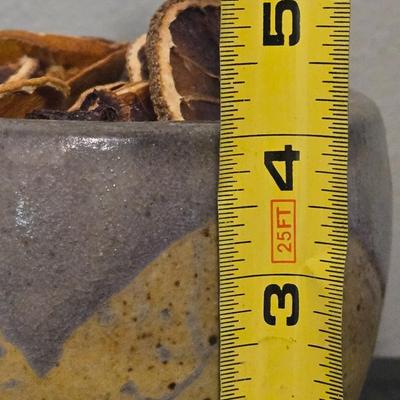 Ceramic Bowl with Dried Orange Slices & Pinecones