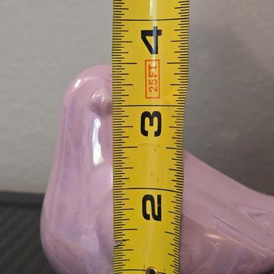 Pink Ceramic Bird and Carved Owl