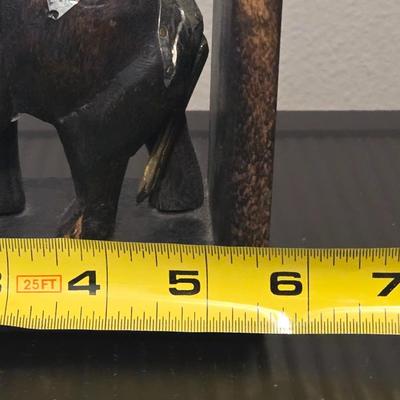 Wood and Metal Carved Elephant Bookend