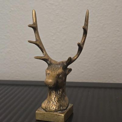 Antique English Brass Stag Head