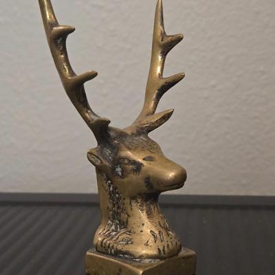 Antique English Brass Stag Head