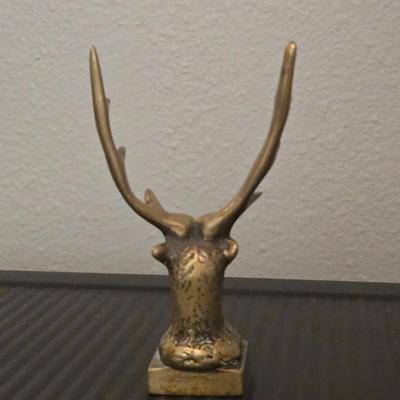 Antique English Brass Stag Head