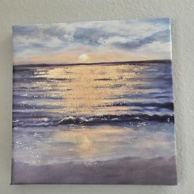 (2) Canvas Blue & Gold Prints
