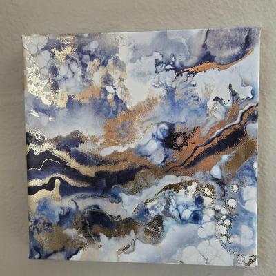 (2) Canvas Blue & Gold Prints