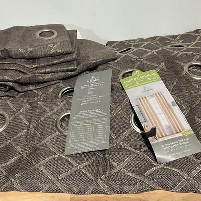 HOME Energy Saver Quinn Basketweave Grommet Panels Drapes 2) and (2) Valances
