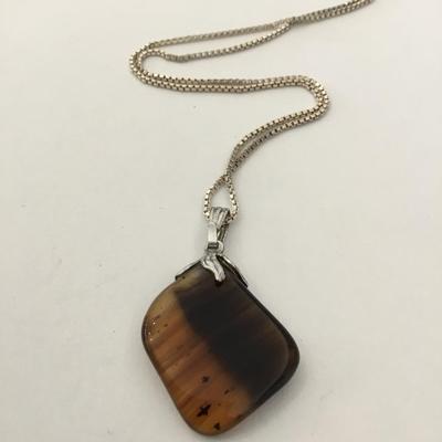 Vintage 925 silver chain & Tigers, eye pendant