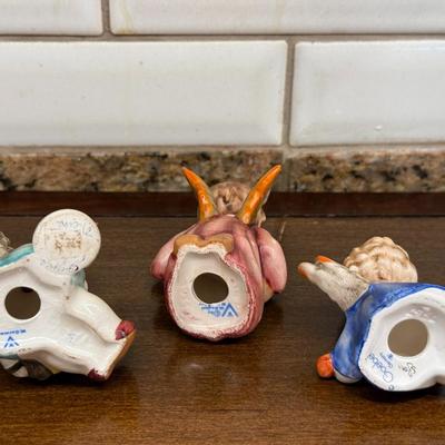 3in Tall Hummel Angel Trio (" #39, Joyous News Accordion Candle, #214D Serenade, 238A Little Girl Playing Lute)