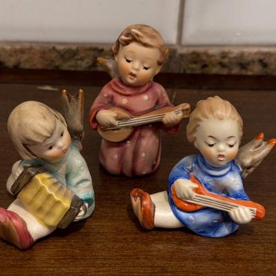 3in Tall Hummel Angel Trio (" #39, Joyous News Accordion Candle, #214D Serenade, 238A Little Girl Playing Lute)