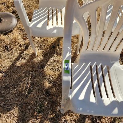 3 Highback Patio Plastic Chairs stackable