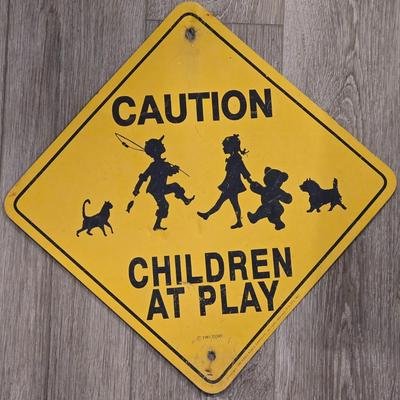 Vinrage Metal Children At Play Sign