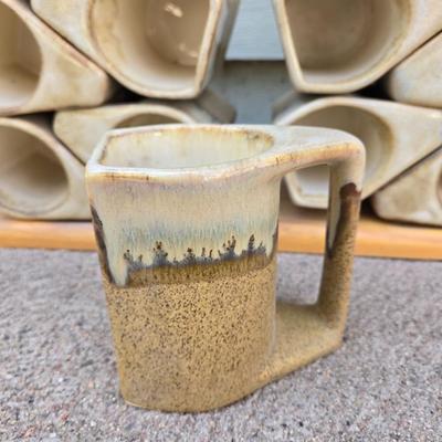 Signed Pottery Coffee Mugs with Stands