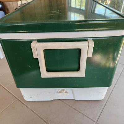 Vintage Green White Coleman Cooler Chest