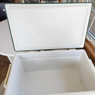 Vintage Green White Coleman Cooler Chest