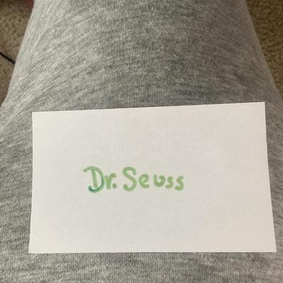 Dr Seuss Signed Autograph Index Card