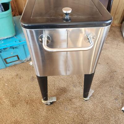 Stainless Steel Ice Chest Cooler on Casters with Bottle opener