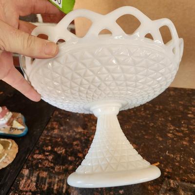 Milk Glass Bowl ,Salt Pepper shakers Vases