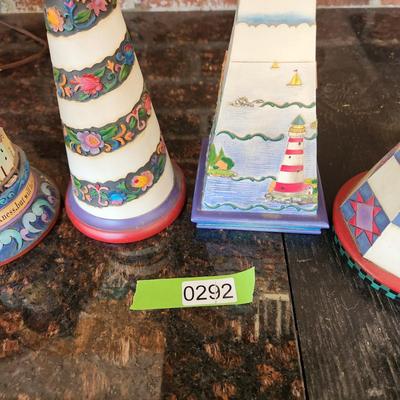 4 Jim Shore Shorelights Enesco Lighthouses
